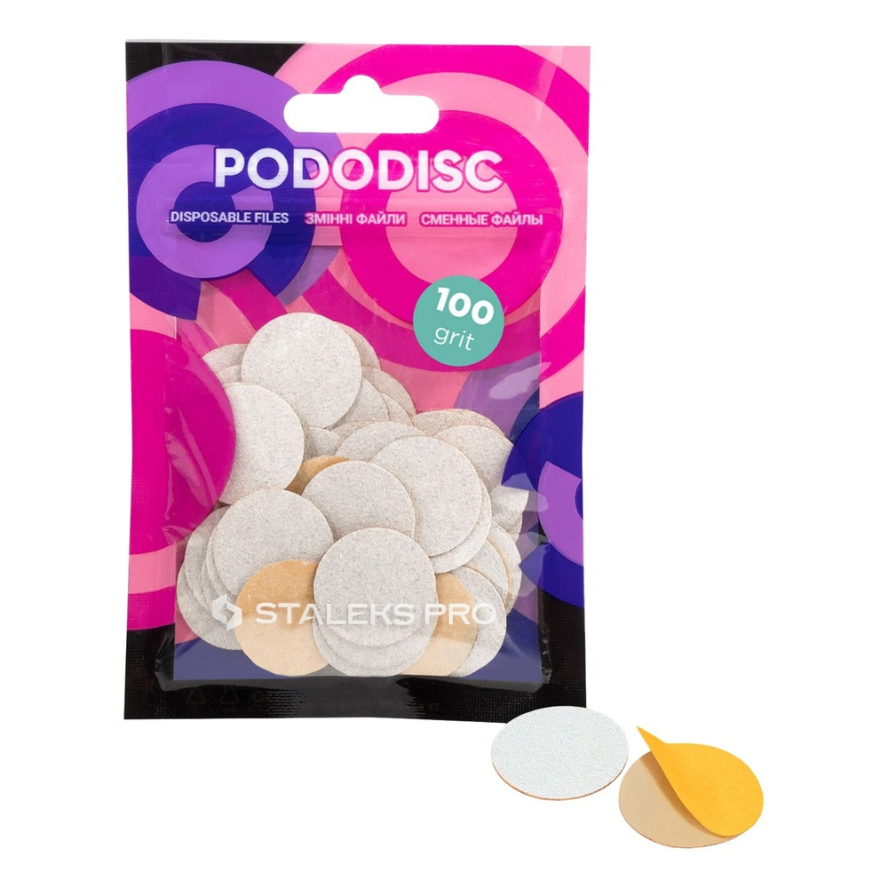 Staleks Pro Expert Disposable Pododisc Pedicure White Files  Size M Grit 100 50pcs