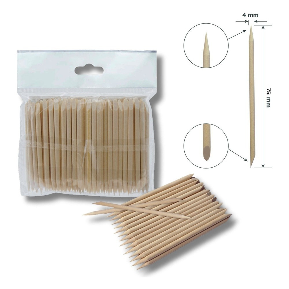 Staleks Expert Orange Wood Stick Manicure Pedicure Single-Use 75–150 mm 10–100 Pcs-DOS-20/100 (75mm)