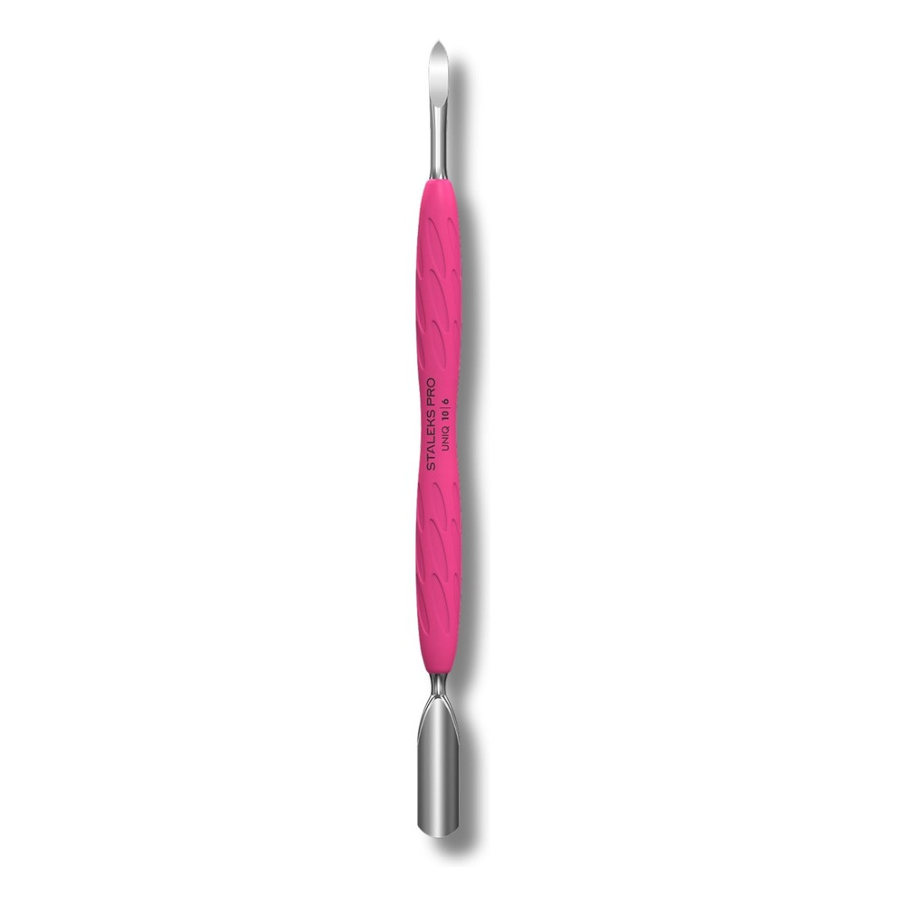 Staleks Pro UNIQ 10 Type 6 Gummy Manicure Pusher With Silicone Handle Rounded Wide Pusher And Nail Cleaner 1pc