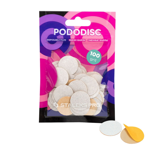 Staleks Pro Expert Disposable Pododisc Pedicure White Files  Size M Grit 100 50pcs