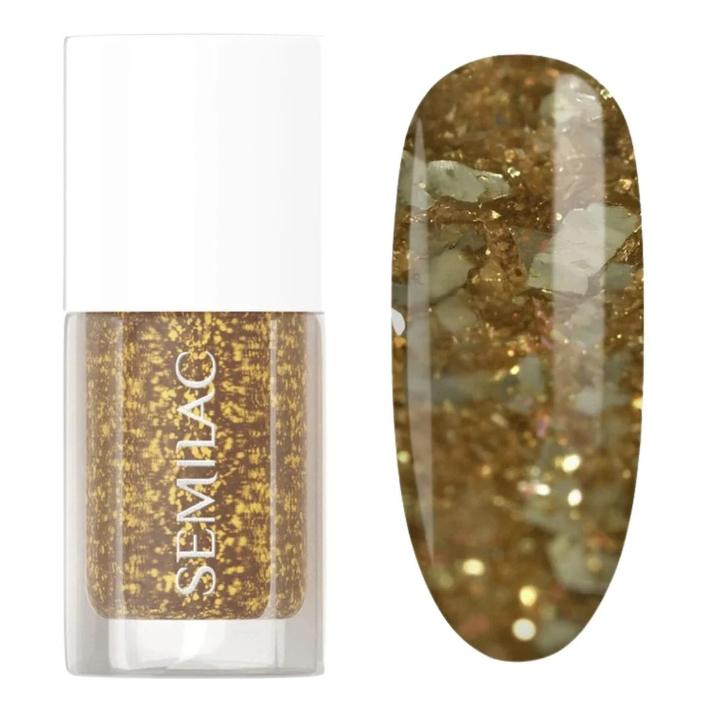 Semilac Classic Hybrid Gel Polish 042 Flakes Of Gold Metallic Effect 7ml