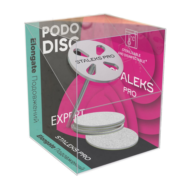 Staleks Pro Pododisc Expert Elongated Pedicure Disc With Disposable 5 x Files 180 Grit Size XS 10mm SET