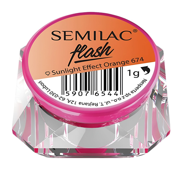 Semilac Flash Sunlight Effect - 674 Orange Nail Powder 674 1g
