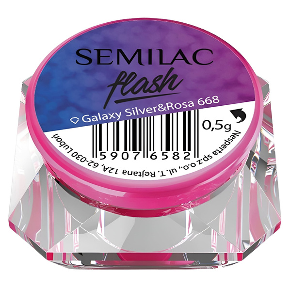 Semilac Flash Galaxy - 668 Silver & Rosa Nail Powder 0.5g