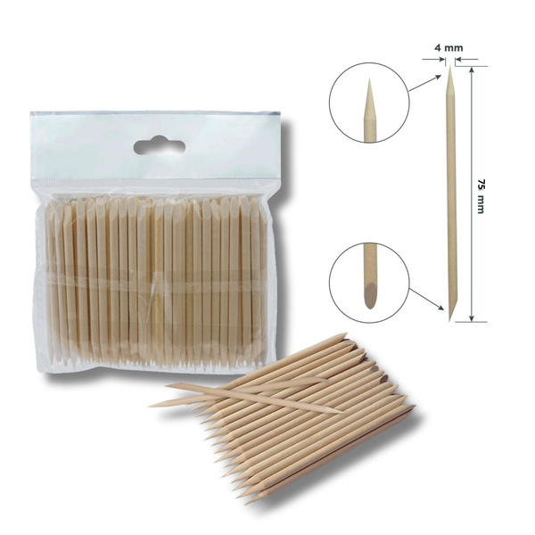Staleks Expert Orange Wood Stick Manicure Pedicure Single-Use 75–150 mm 10–100 Pcs-DOS-20/100 (75mm)