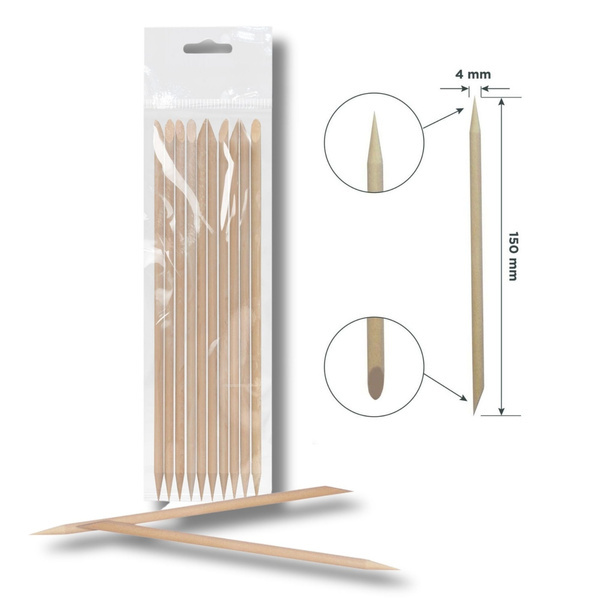 Staleks Expert Orange Wood Stick Manicure Pedicure Single-Use 75–150 mm 10 Pcs-DOS-10/10 (150mm)
