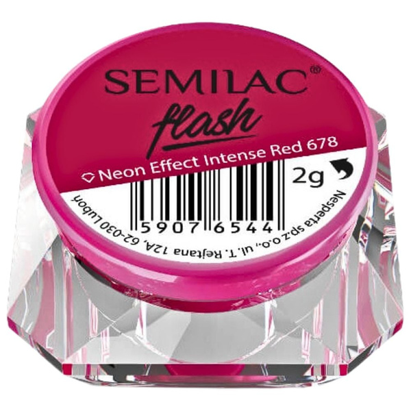 Semilac Flash Neon Effect - 678 Intense Red Nail Powder 2g