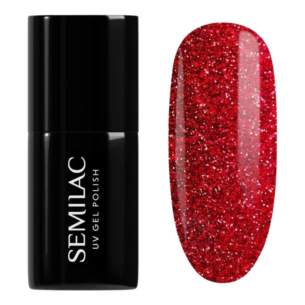 Semilac UV/LED Carnival Soak-Off Hybrid Gel Nail Polish - 318 Burgundy Red Glitter 7ml