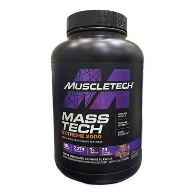 MuscleTech Mass-Tech Extreme 2000 Mass Gainer Triple Chocolate Brownie for Muscle Mass Gain 2720g