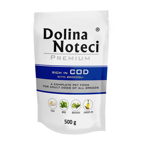 Dolina Noteci Premium Wet Food with Cod and Broccoli for Adult Dogs of All Breeds 500g