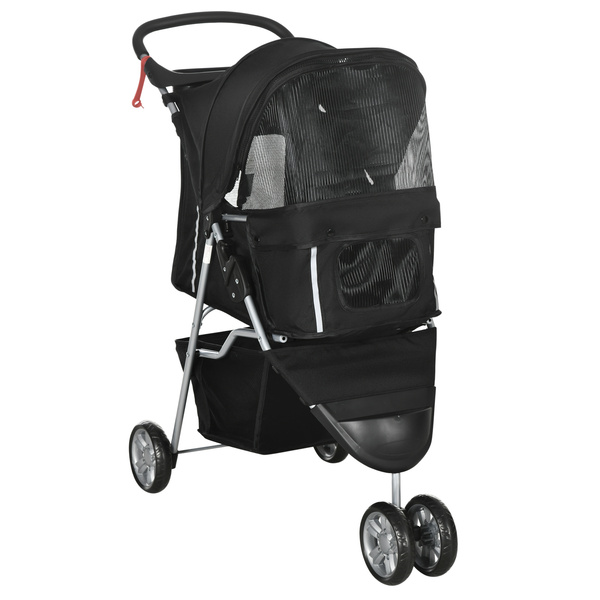PawHut 3 Wheel Pet Stroller for Small and Miniature Dogs, Black
