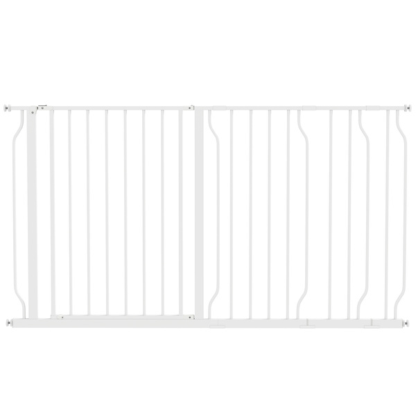 PawHut Extra Wide Dog Safety Gate, with Door Pressure, for Doorways, Hallways, Staircases - White