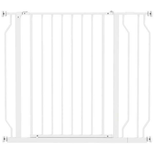 PawHut Wide Dog Safety Gate, with Door Pressure, for Doorways, Hallways, Staircases - White