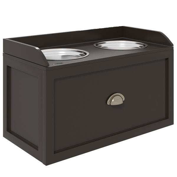 PawHut Stainless Steel Raised Dog Bowls, with 21L Storage Drawer for Large Dogs - Brown