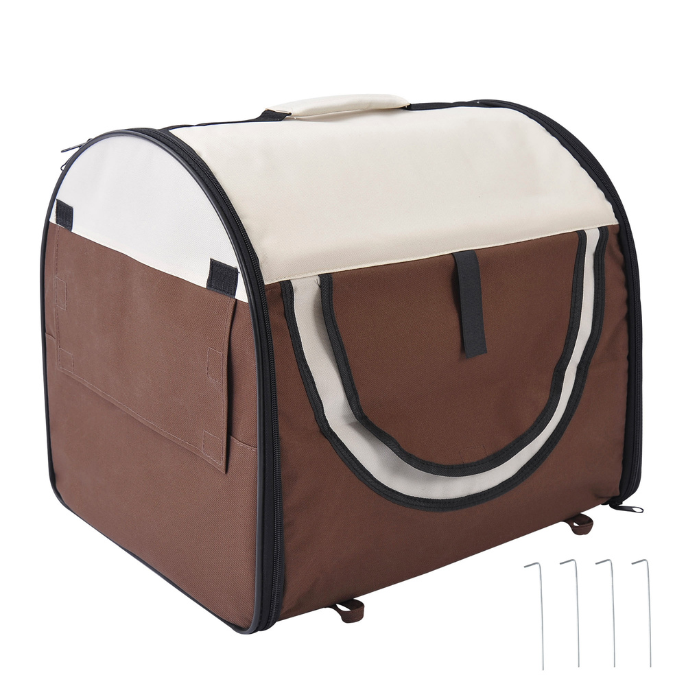 Pawhut Folding Fabric Soft Pet Crate, 46Lx36Wx41H cm - Brown