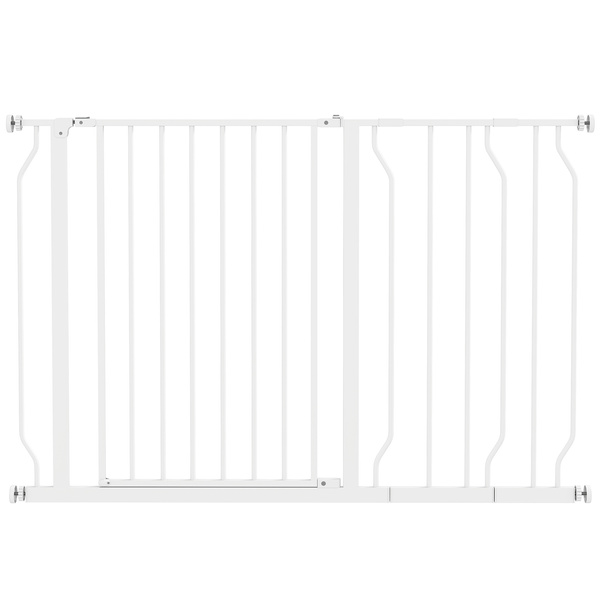 PawHut Wide Dog Safety Gate, with Door Pressure, for Doorways, Hallways, Staircases - White