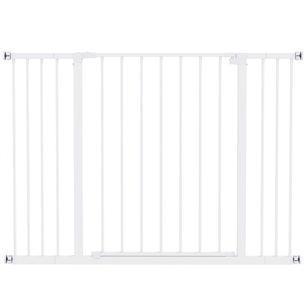 PawHut Dog Gate Pet Safety Gate Stair Barrier Pressure Mount Adjustable 76-82/86-97/101-107 cm, White