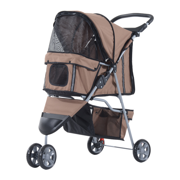 PawHut 3 Wheel Pet Stroller for Small and Miniature Dogs, Brown