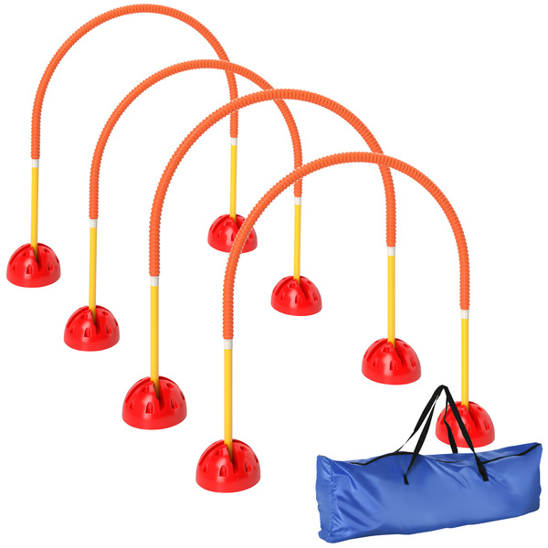 PawHut 4-Piece Dog Agility Training Equipment with 4 Adjustable Width Doors, Bag, for Garden, Orange