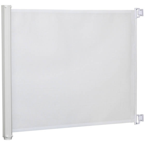 PawHut Retractable Stair Gate,  Dog Pet Barrier, for Doorway, Staircase, Hallway - White