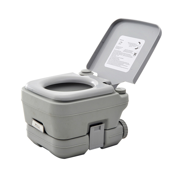 HOMCOM 10L Plastic Portable Toilet - Grey
