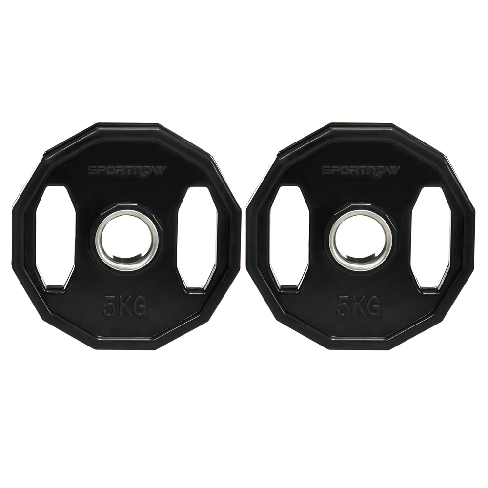 SPORTNOW Olympic Weight Plates Set, Metal and Rubber Bumper Plates Weights Discs with 2"/5cm Holes, for Home Gym Weight Lifting Strength Training, 2 x 5kg, Black