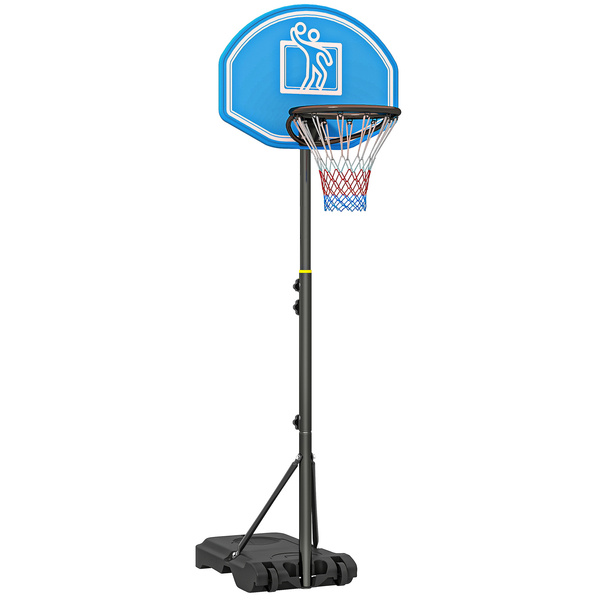 HOMCOM Adjustable Basketball Hoop and Stand, with Wheels and Weight Base, Blue