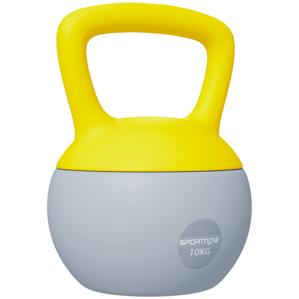 SPORTNOW 10KG Soft Kettlebell, Kettlebell with Non-Slip Handle for Home Gym, Weight Lifting, Strength Training, Yellow/Grey