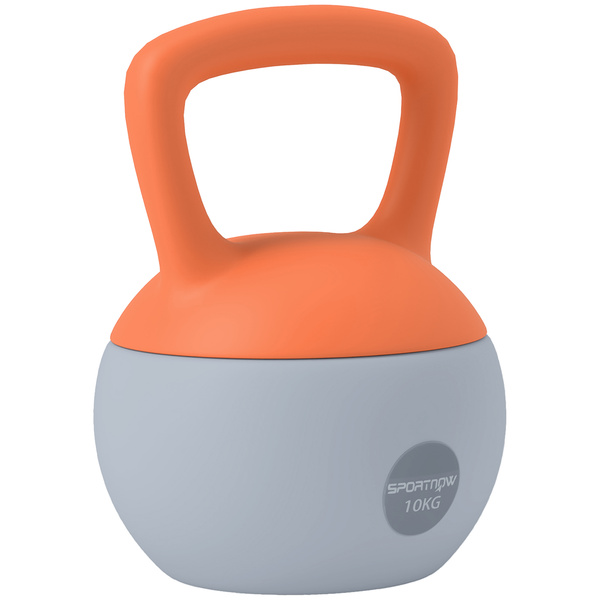 SPORTNOW 10KG Soft Kettlebell, Kettle Bell with Non-Slip Handle for Home Gym, Weight Lifting, Strength Training, Orange/Grey