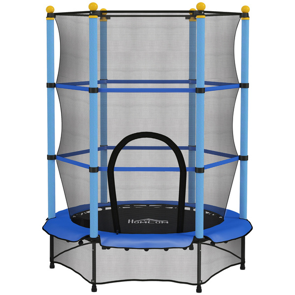 HOMCOM 4.6FT/55" Kids Trampoline with Enclosure Net, Outdoor Indoor Use, for Ages 3-10 Years, Blue