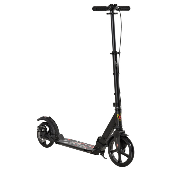 HOMCOM Kick Scooter, Folding 2 Wheel Scooter with Dual Brake System, Dual Suspension, 230mm Big Wheels and 3 Adjustable Handlebar, for 14+ Teens Adults, up to 100KG, Black