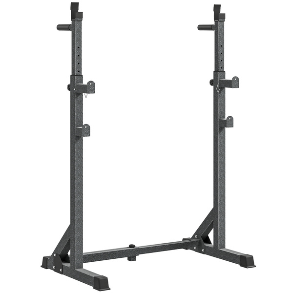 SPORTNOW Heavy Duty Barbell Squat Rack, Adjustable and Multifunctional Weight Power Stand, for Home, Gym - Black
