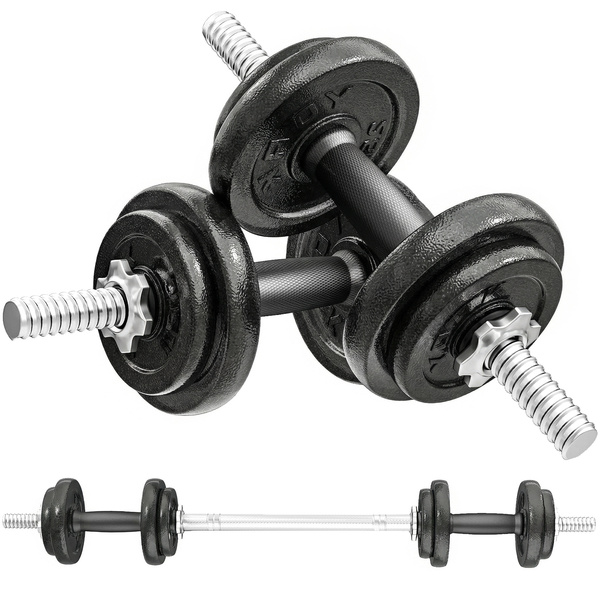 SPORTNOW 2-in-1 Adjustable Dumbbells Set, 20kg Cast Iron Weights Dumbbells Set with Non-Slip Grip for Strength Training, Weight Lifting, Bodybuilding, Home Gym Workout Equipment for Men & Women