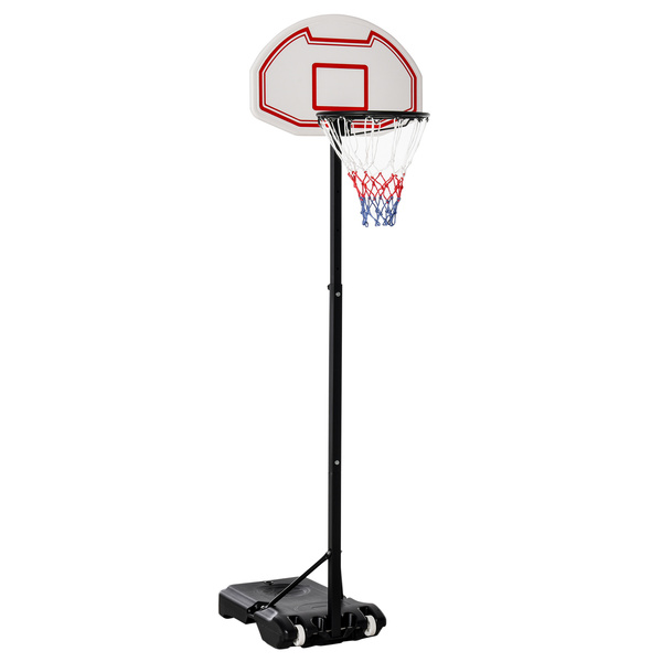 HOMCOM Basketball Hoop Outdoor, Portable Basketball Hoop and Stand with Weighted Base, Portable on Wheels, 1.55-2.1m, for Teens, Juniors, Adults, White