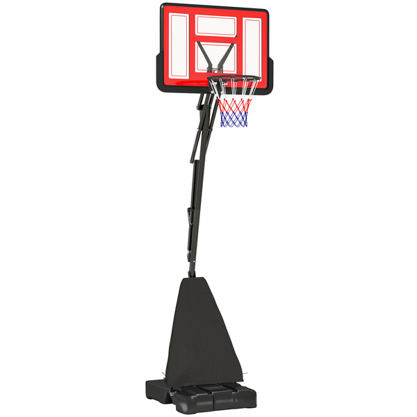 SPORTNOW 245-305cm Adjustable Basketball Hoop and Stand, with Wheels, Red