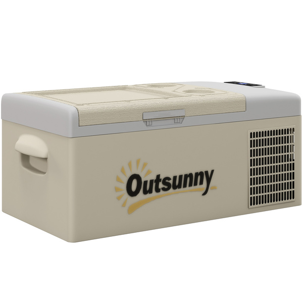 Outsunny 16L Portable Car Fridge, -20℃ to 10℃ Adjustable Temperature - Khaki/Grey