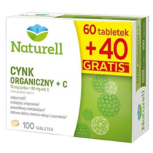 Naturell Organic Zinc + C Healthy Skin Hair and Nails 60 Tablets + 40 Free Tablets