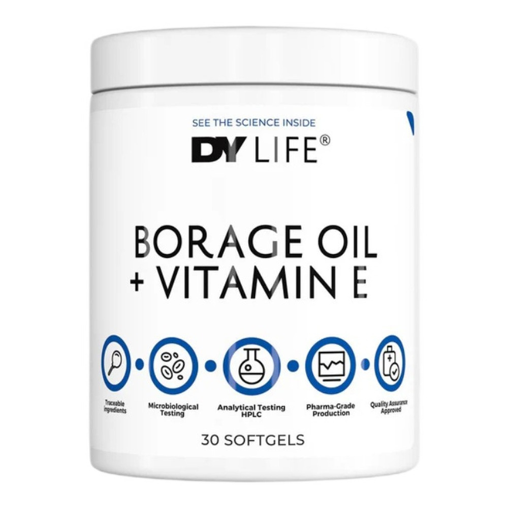Dorian Yates DY LIFE Borage Oil + Vitamin E 30 Softgels