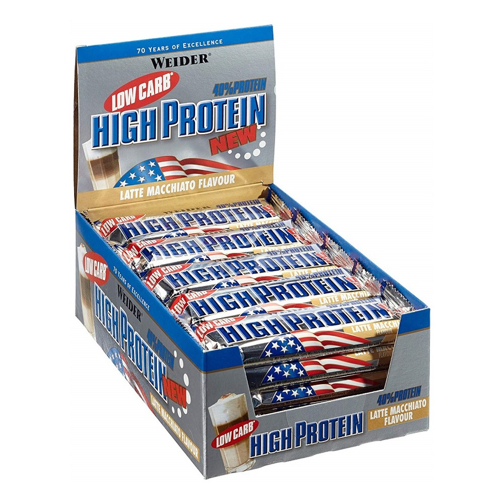 Weider 40% Low Carb High Protein Bar, Chocolate - 24 x 50g
