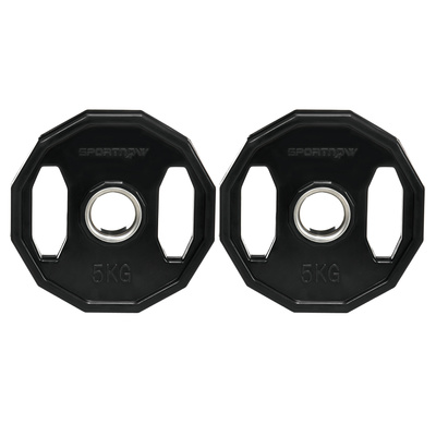 SPORTNOW Olympic Weight Plates Set, Metal and Rubber Bumper Plates Weights Discs with 2"/5cm Holes, for Home Gym Weight Lifting Strength Training, 2 x 5kg, Black