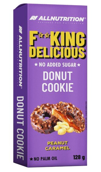 Allnutrition Fitking Delicious Donut Cookie with Peanut Caramel Flavor A Snack without Added Sugar 128g
