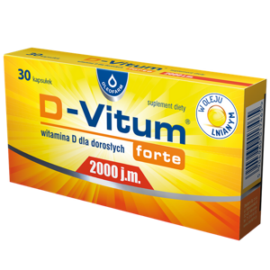 D-Vitum Forte 2000 IU Vitamin D3 with Linseed Oil for Immunity 30 Capsules