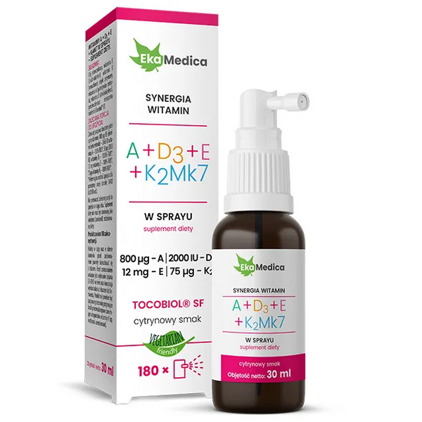 EkaMedica Vitamin ADEK A+D3+E+K2Mk7 Spray Supporting Body Health 30ml
