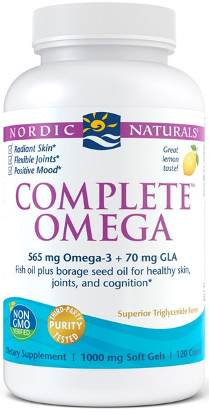 Nordic Naturals Complete Omega Supplement with Omega 3 6 9 for Healthy Skin and Joints 120 Softgels