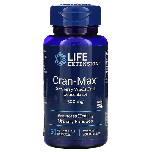 Life Extension Cran-Max Cranberry Whole Fruit Concentrate for Urinary Tract Health 500mg 60 Vcaps
