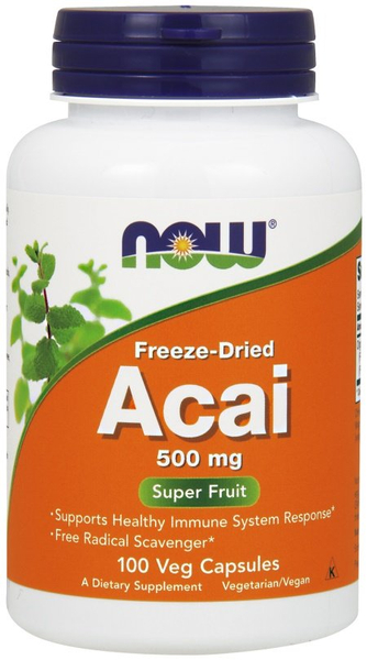 NOW Foods Acai 500mg Supplement for Immune System Support 100 Vcaps
