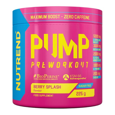 Nutrend Pump Pre-Workout for Muscle Pump without Caffeine Berry Splash 225g