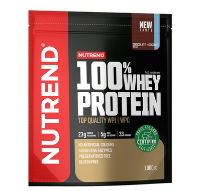 Nutrend 100% Whey Protein Chocolate and Coconut for Muscle Growth 1000g