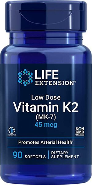 Life Extension Low Dose Vitamin K2 MK-7 45mcg Supplement for Heart Health 90 Softgels