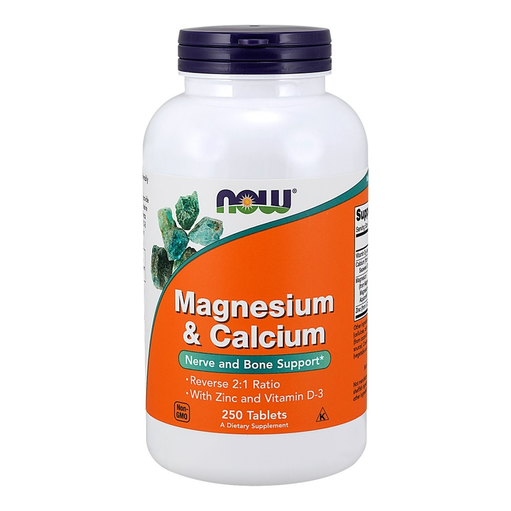 NOW Foods Magnesium and Calcium with Zinc and Vitamin D3 for Bone Nerve and Muscle Support 250 Tablets